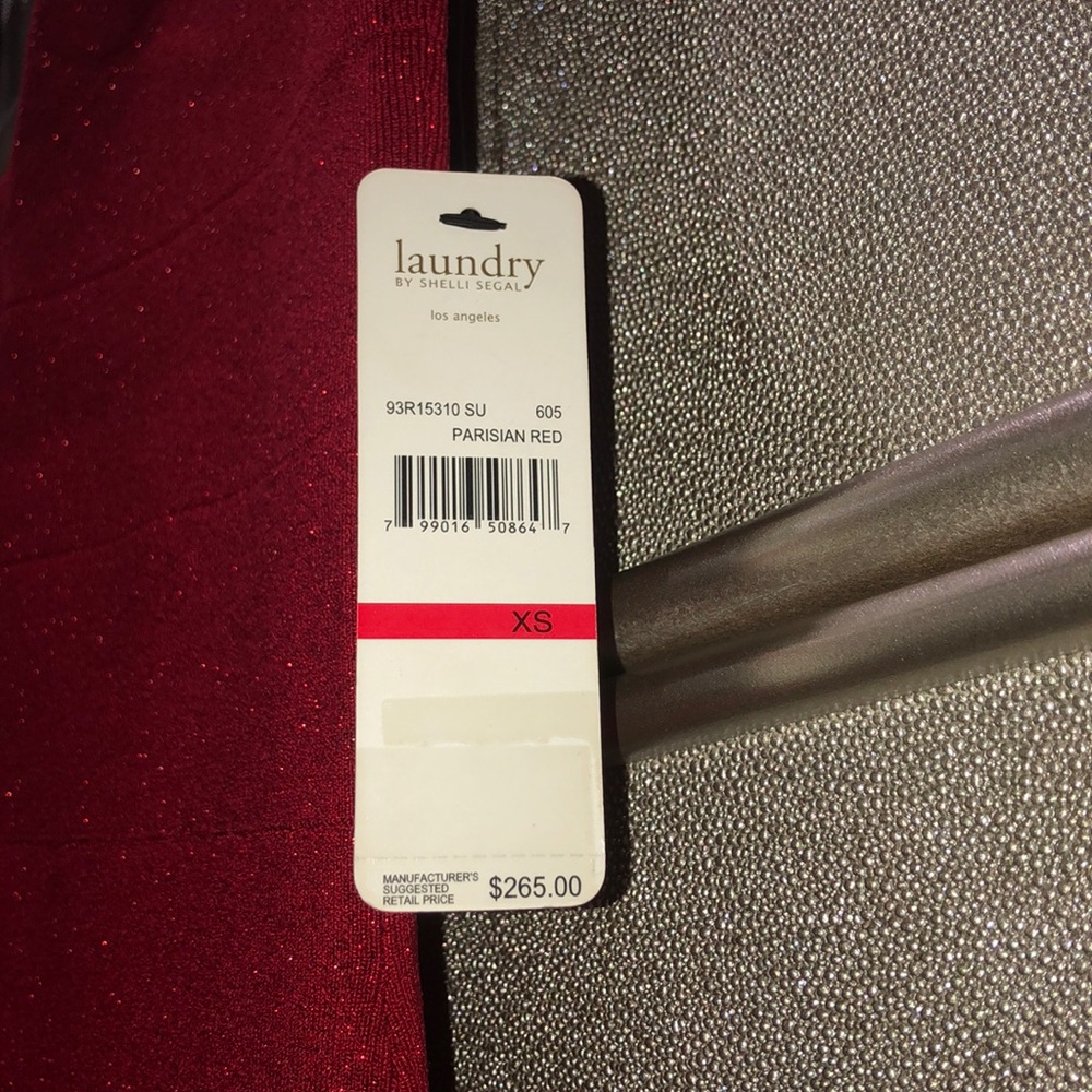 Laundry By Shelli Segal One-Shoulder Red Glitter Sheath Dress - Picture 2 of 3